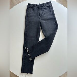 Zara Black Cropped Jeans with Distressed Accents
